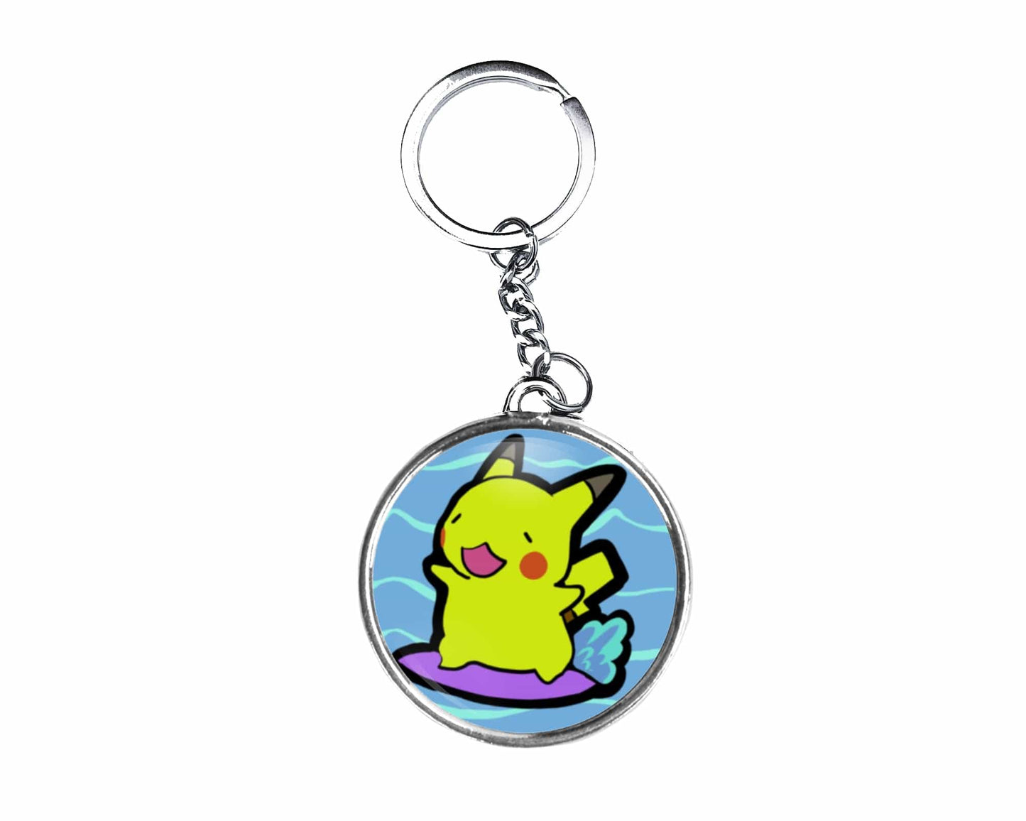 Pikachu Surfing Button Keychain